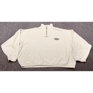 Tommy Bahama Pullover Mens XL Cream Relax Half Zip Ribbed Knit Logo 10441